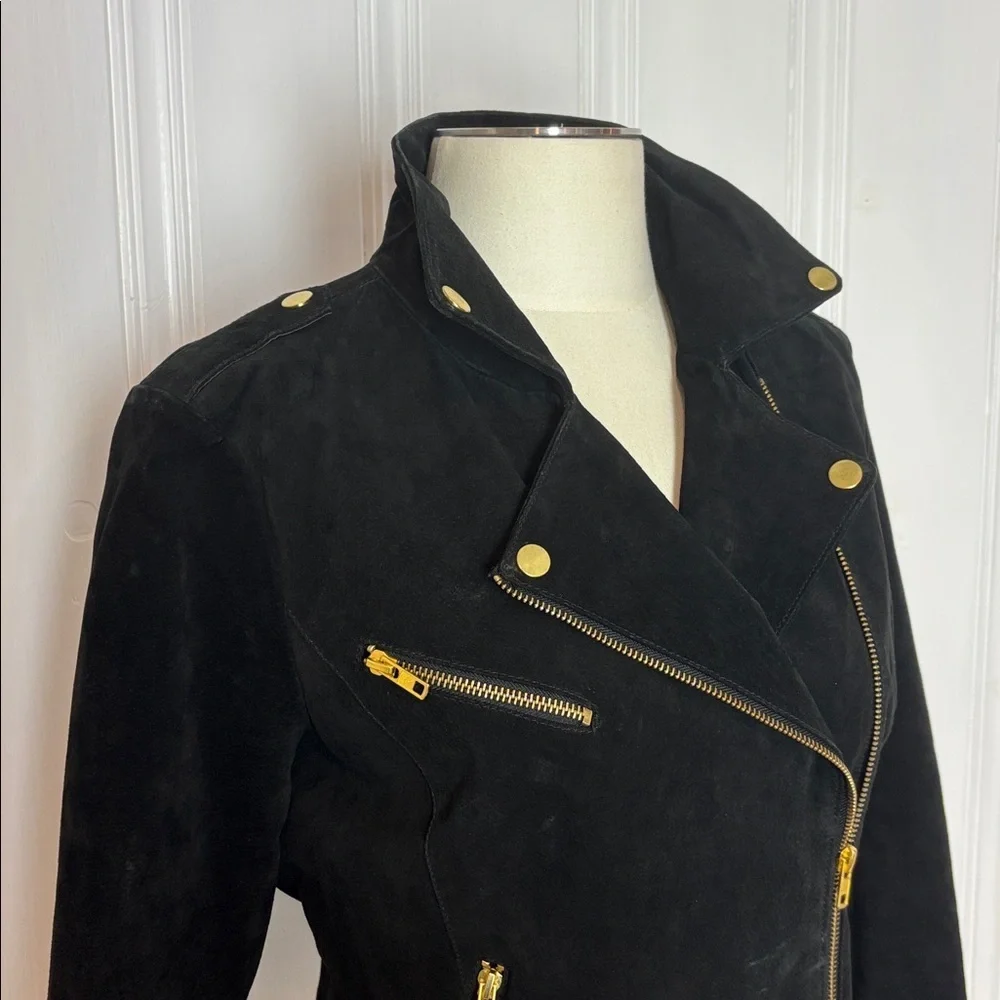 VERO MODA “Siri” Suede Moto Jacket – Black (Size L) - Picture 5 of 10